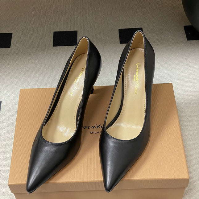 GIANVITO ROSSI 26S HIGH HEELS 85 MM IN BLACK CALFSKIN