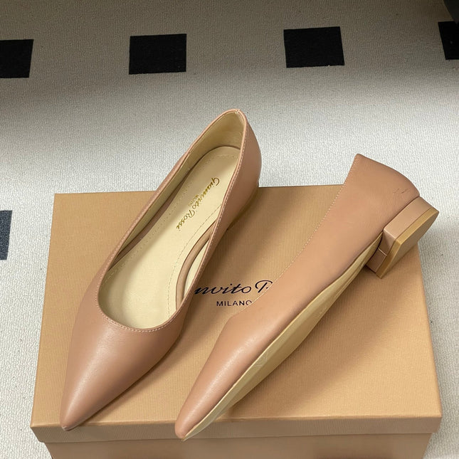 GIANVITO ROSSI 26S FLATS IN NUDE CALFSKIN