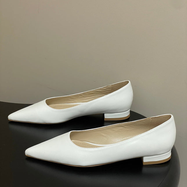 GIANVITO ROSSI 26S FLATS IN WHITE CALFSKIN