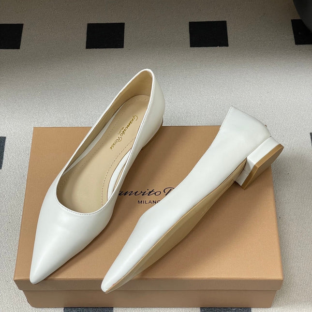 GIANVITO ROSSI 26S FLATS IN WHITE CALFSKIN