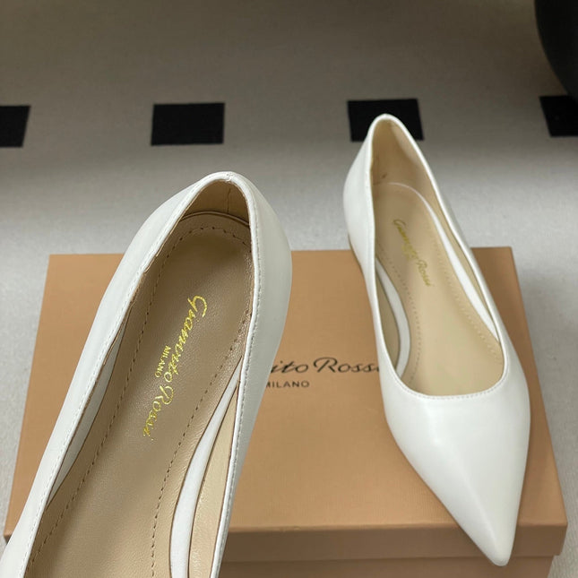 GIANVITO ROSSI 26S FLATS IN WHITE CALFSKIN