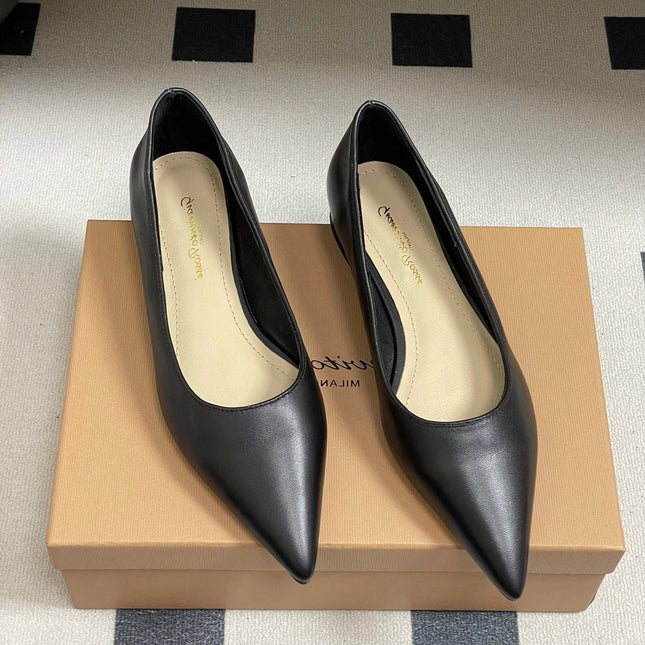 GIANVITO ROSSI 26S FLATS IN BLACK CALFSKIN