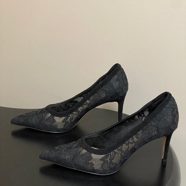 GIANVITO ROSSI 26S HIGH HEELS 85 MM IN BLACK LACE