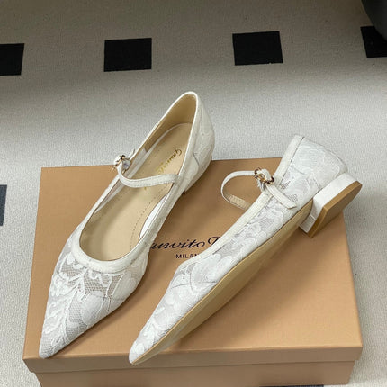 GIANVITO ROSSI 26S MARY JANE IN WHITE LACE