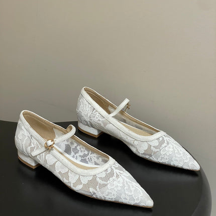 GIANVITO ROSSI 26S MARY JANE IN WHITE LACE
