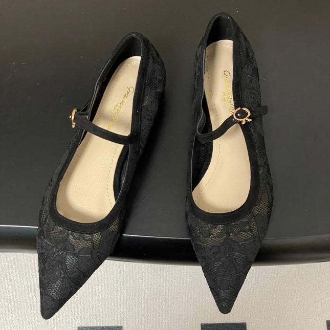 GIANVITO ROSSI 26S MARY JANE IN BLACK LACE