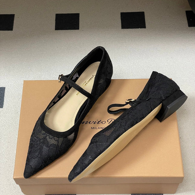 GIANVITO ROSSI 26S MARY JANE IN BLACK LACE