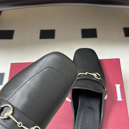GUCCI 26S HORSEBIT LOAFER MULES IN BLACK CALFSKIN
