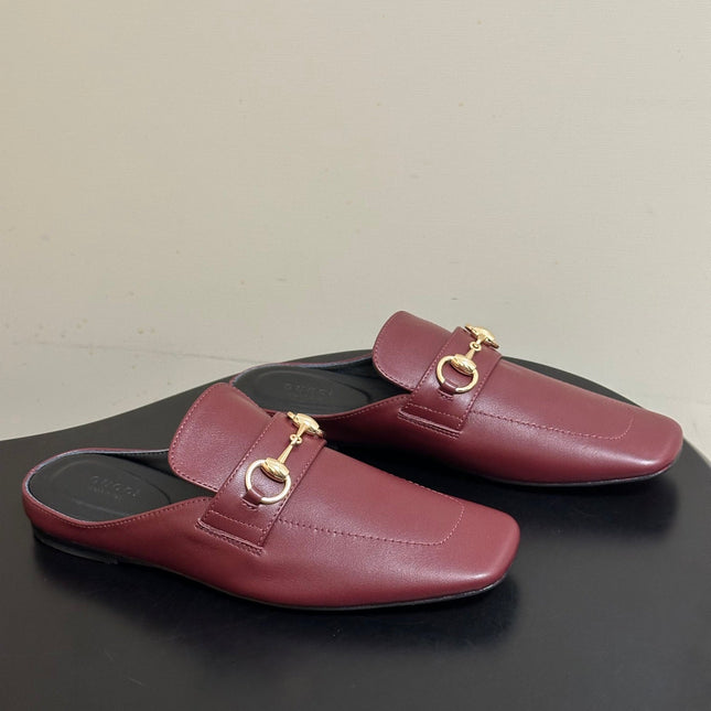 GUCCI 26S HORSEBIT LOAFER MULES IN RED CALFSKIN