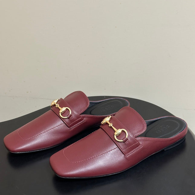 GUCCI 26S HORSEBIT LOAFER MULES IN RED CALFSKIN