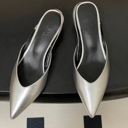 HM 26S NICOLE SLINGBACK 40MM IN SILVER CALFSKIN SILVER HARDWARE