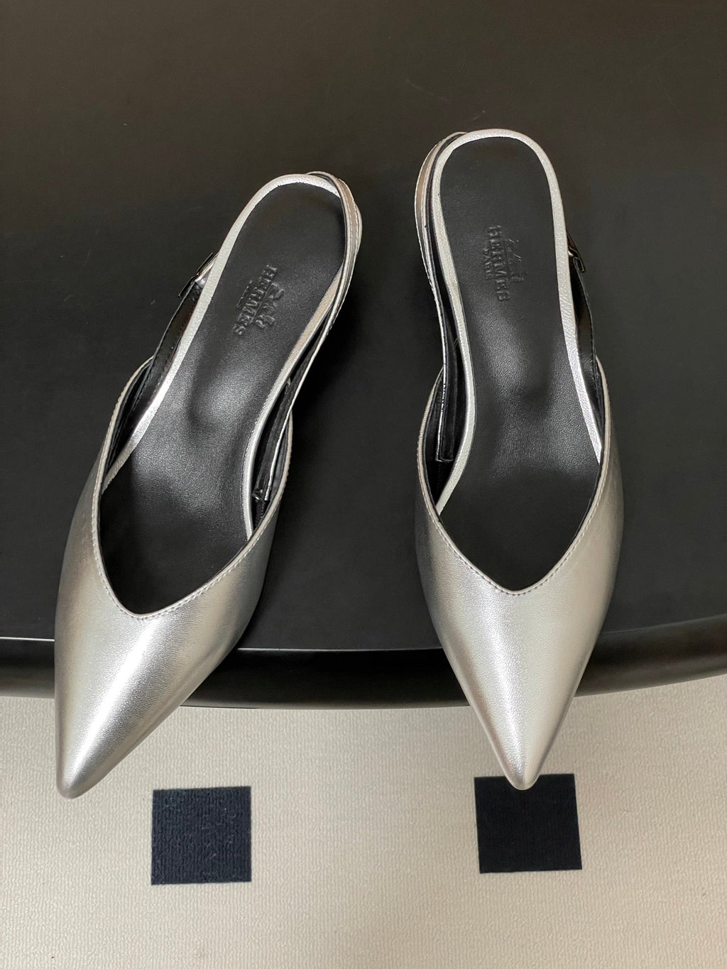 HM 26S NICOLE SLINGBACK 40MM IN SILVER CALFSKIN SILVER HARDWARE