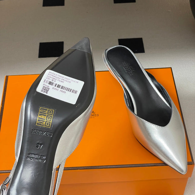 HM 26S NICOLE SLINGBACK 40MM IN SILVER CALFSKIN SILVER HARDWARE