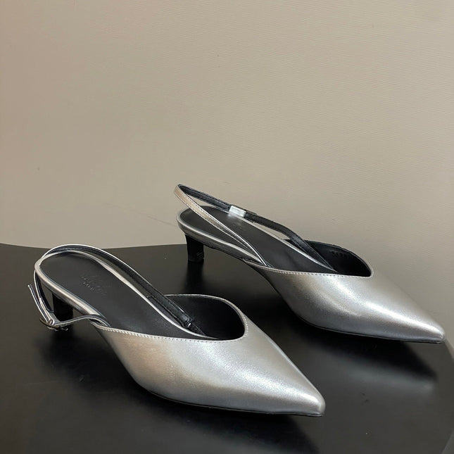 HM 26S NICOLE SLINGBACK 40MM IN SILVER CALFSKIN SILVER HARDWARE
