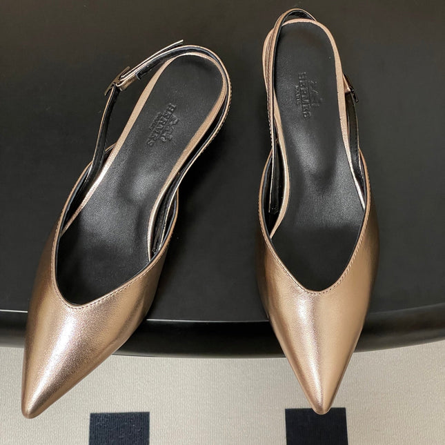 HM 26S NICOLE SLINGBACK 40MM IN GOLD CALFSKIN SILVER HARDWARE