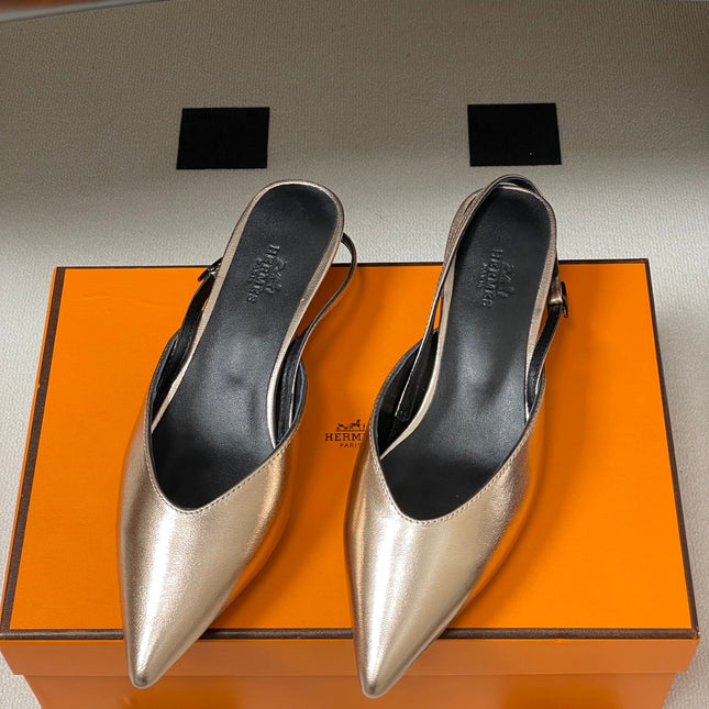 HM 26S NICOLE SLINGBACK 40MM IN GOLD CALFSKIN SILVER HARDWARE