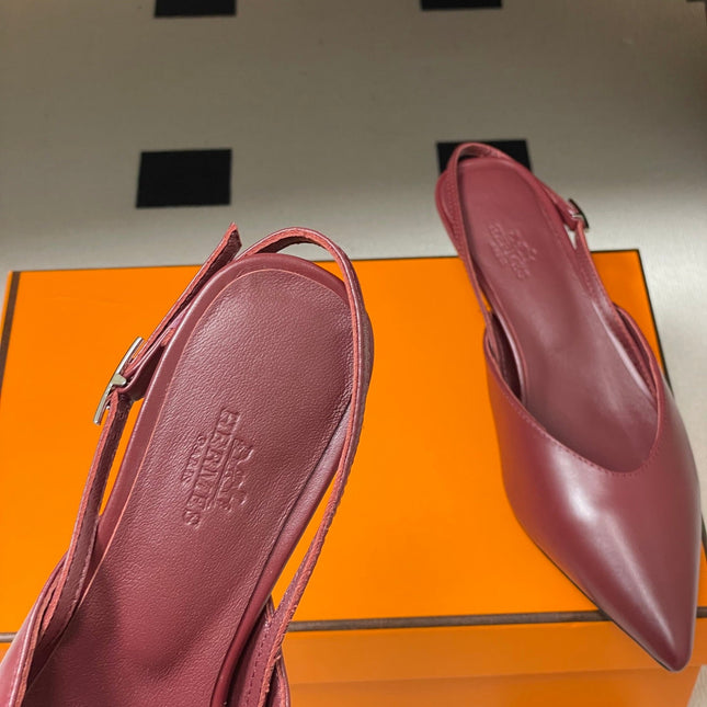 HM 26S NICOLE SLINGBACK 40MM IN BURGUNDY RED CALFSKIN SILVER HARDWARE
