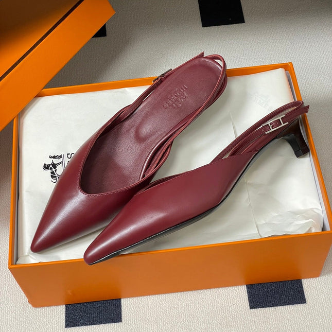 HM 26S NICOLE SLINGBACK 40MM IN BURGUNDY RED CALFSKIN SILVER HARDWARE
