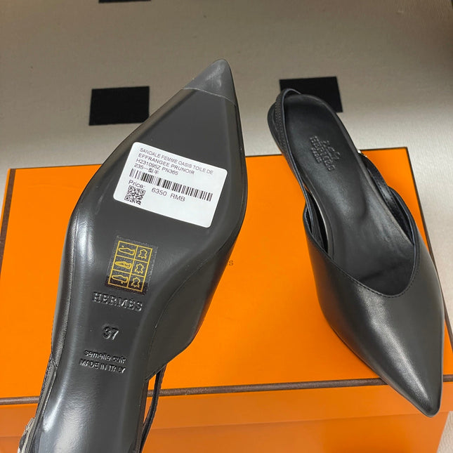 HM 26S NICOLE SLINGBACK 40MM IN BLACK CALFSKIN SILVER HARDWARE