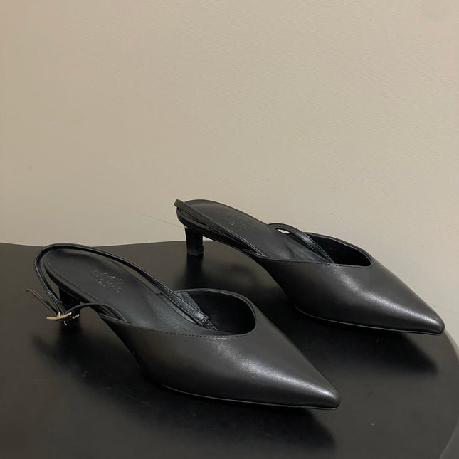 HM 26S NICOLE SLINGBACK 40MM IN BLACK CALFSKIN SILVER HARDWARE
