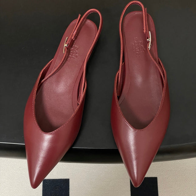HM 26S NICOLE SLINGBACK IN BURGUNDY RED CALFSKIN SILVER HARDWARE