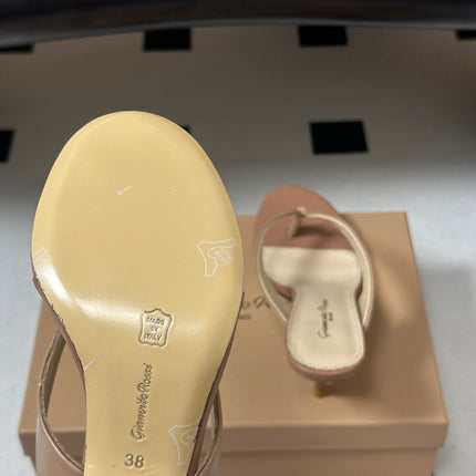 GIANVITO ROSSI 26S THONG HEEL SANDALS 70 MM IN NUDE CALFSKIN