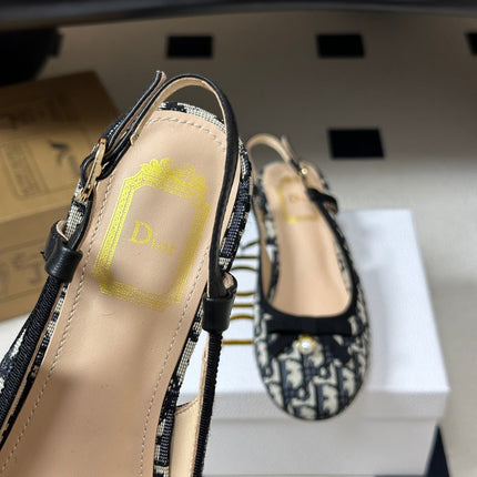 DIOR 26S SLINGBACK PUMPS 35MM IN BLUE DIOR OBLIQUE EMBROIDERED CANVAS WITH BOW