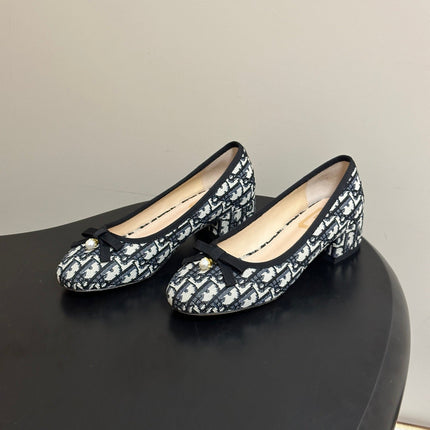DIOR 26S MARY JANE HIGH HEELS 35MM IN BLACK DIOR OBLIQUE EMBROIDERED CANVAS WITH BOW