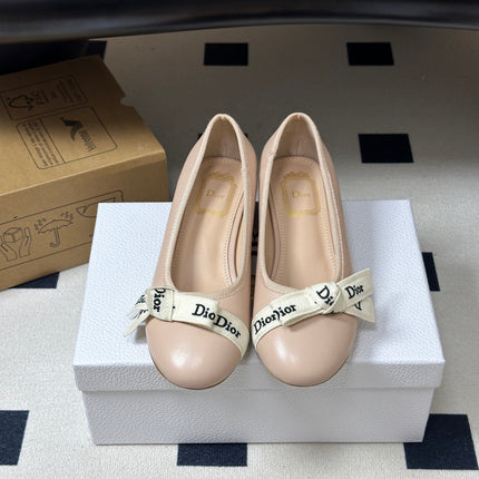 DIOR 26S MARY JANE HIGH HEELS 35MM IN NUDE BEIGE CALFSKIN WITH WHITE LOGO RIBBON