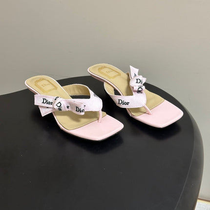 DIOR 26S HIGH-HEEL THONG SANDAL 30MM IN PINK BABY EMBROIDERED CANVAS AND CALFSKIN