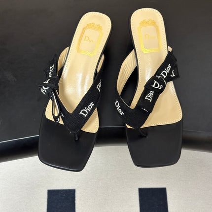 DIOR 26S HIGH-HEEL THONG SANDAL 30MM IN BLACK EMBROIDERED CANVAS AND CALFSKIN