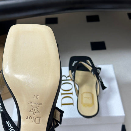 DIOR 26S HIGH-HEEL THONG SANDAL 30MM IN BLACK EMBROIDERED CANVAS AND CALFSKIN