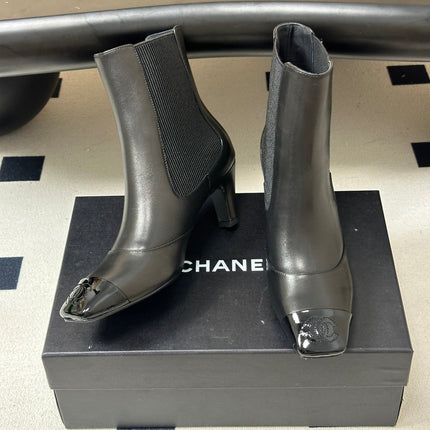 CHANEL 26S ANKLE BOOTS 60 MM IN BLACK CALFSKIN