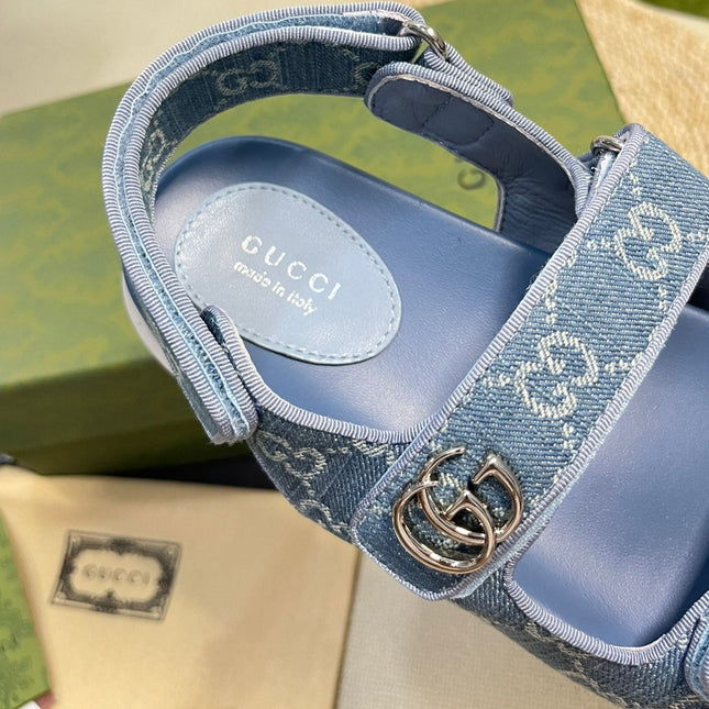 GG  Sandal With Double G Blue Caro