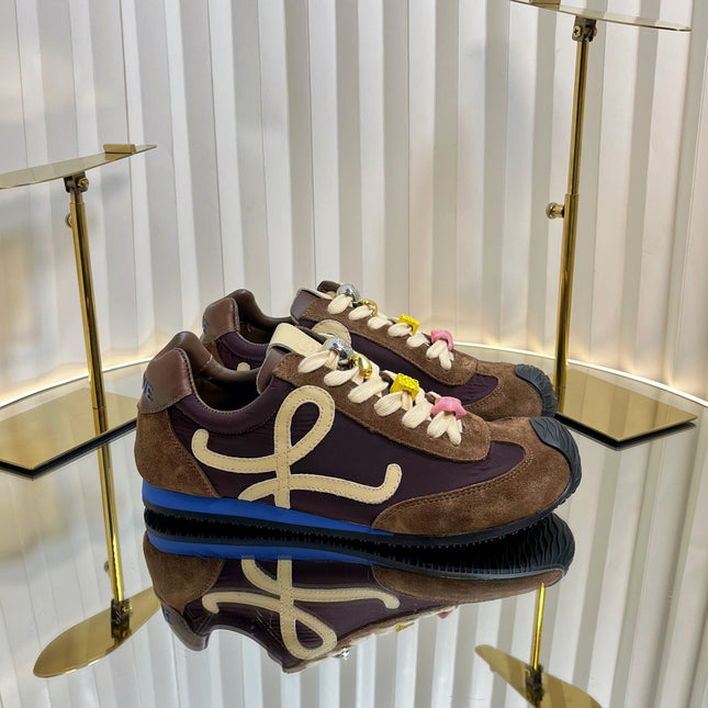 LOEWE 26S RUNNER 2.0 SNEAKERS IN DARK BROWN SUEDE AND FABRIC