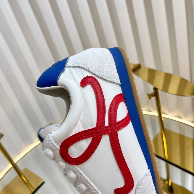 LOEWE 26S RUNNER 2.0 SNEAKERS IN WHITE FABRIC AND SUEDE STYLE 1