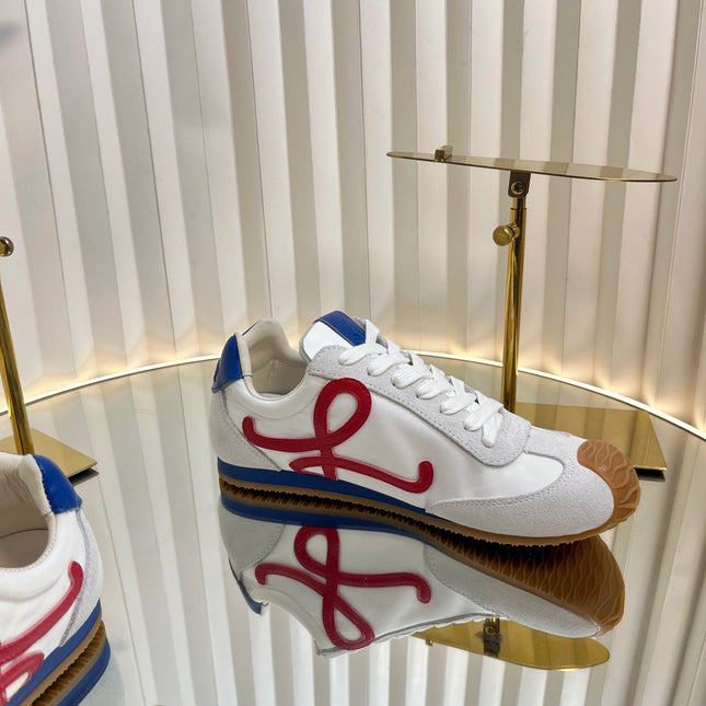 LOEWE 26S RUNNER 2.0 SNEAKERS IN WHITE FABRIC AND SUEDE STYLE 1