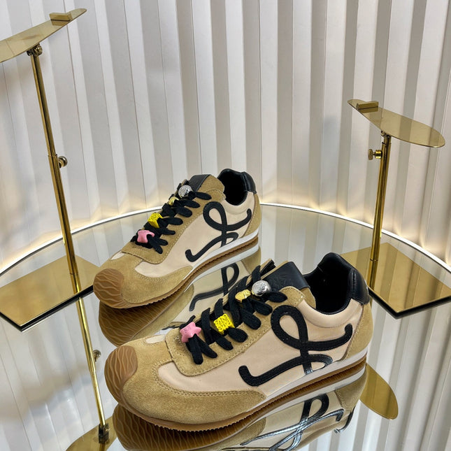 LOEWE 26S RUNNER 2.0 SNEAKERS IN SAND BEIGE FABRIC AND SUEDE