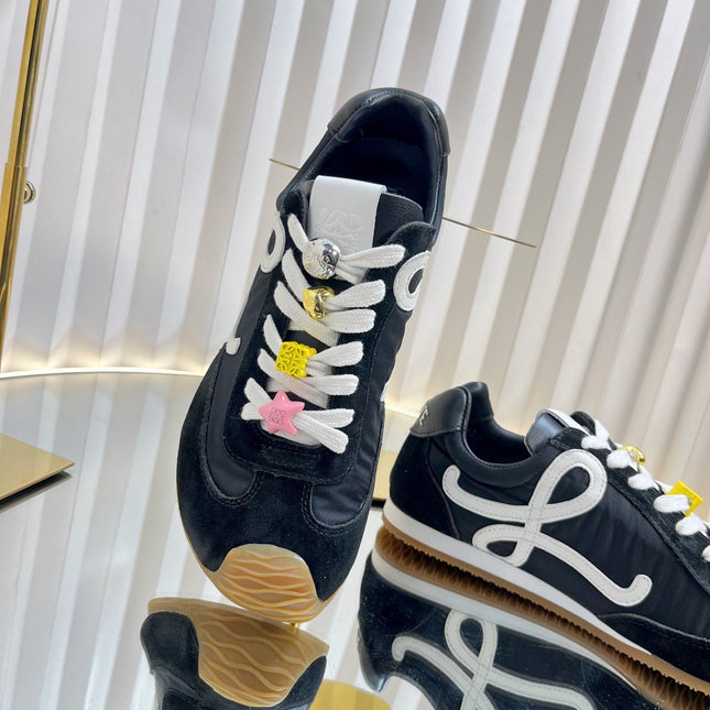 LOEWE 26S RUNNER 2.0 SNEAKERS IN BLACK FABRIC AND SUEDE