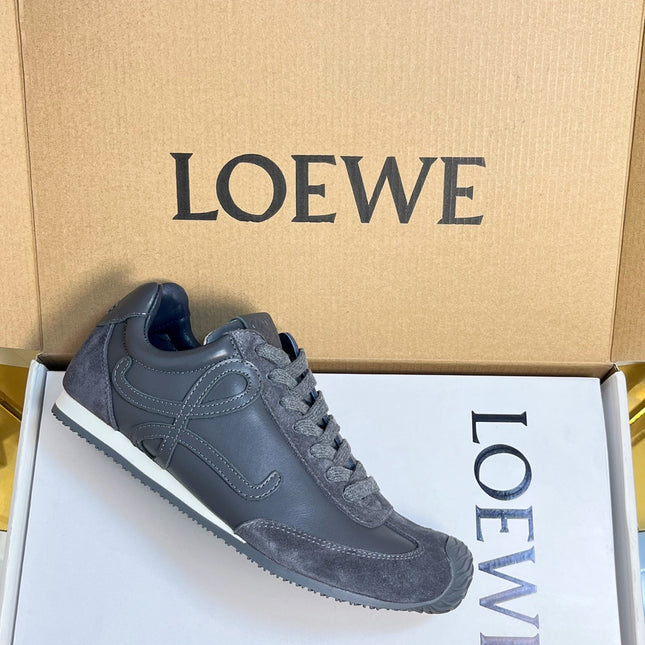 LOEWE 26S RUNNER 2.0 SNEAKERS IN DARK GREY CALFSKIN AND SUEDE
