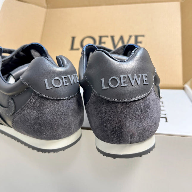 LOEWE 26S RUNNER 2.0 SNEAKERS IN DARK GREY CALFSKIN AND SUEDE