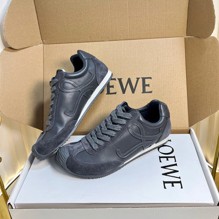 LOEWE 26S RUNNER 2.0 SNEAKERS IN DARK GREY CALFSKIN AND SUEDE