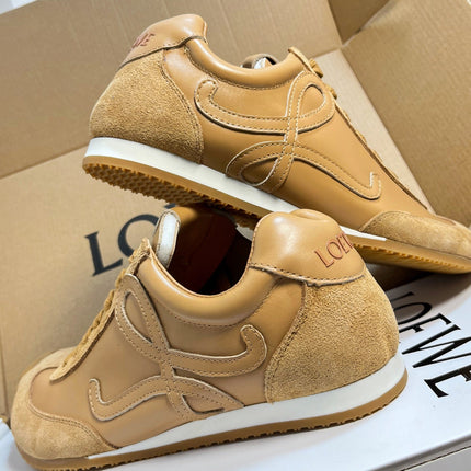 LOEWE 26S RUNNER 2.0 SNEAKERS IN BROWN CALFSKIN AND SUEDE