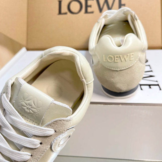 LOEWE 26S RUNNER 2.0 SNEAKERS IN OFF-WHITE CALFSKIN AND SUEDE