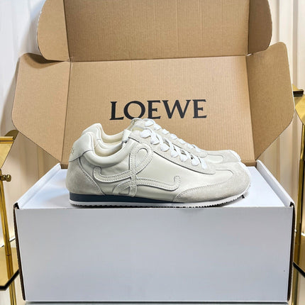 LOEWE 26S RUNNER 2.0 SNEAKERS IN OFF-WHITE CALFSKIN AND SUEDE