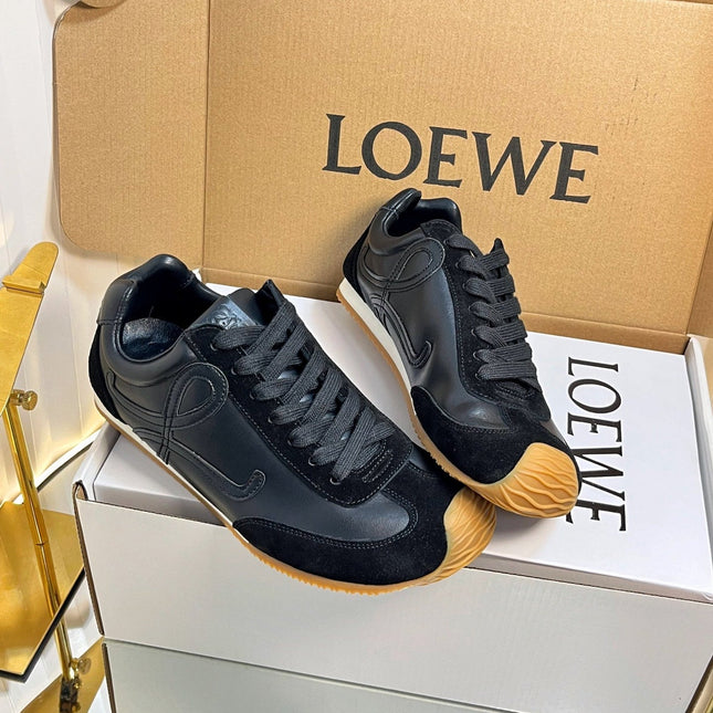LOEWE 26S RUNNER 2.0 SNEAKERS IN BLACK CALFSKIN AND SUEDE