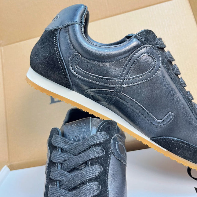 LOEWE 26S RUNNER 2.0 SNEAKERS IN BLACK CALFSKIN AND SUEDE