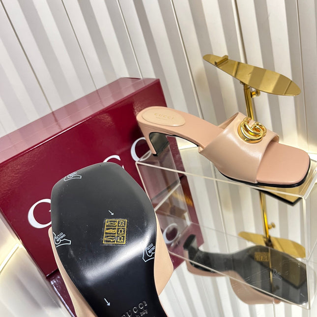 GUCCI 26S HIGH-HEELED SANDALS 45 MM IN NUDE PINK CALFSKIN