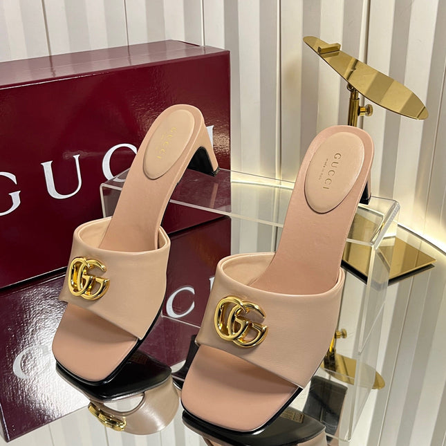 GUCCI 26S HIGH-HEELED SANDALS 45 MM IN NUDE PINK CALFSKIN