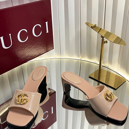GUCCI 26S HIGH-HEELED SANDALS 45 MM IN NUDE PINK CALFSKIN